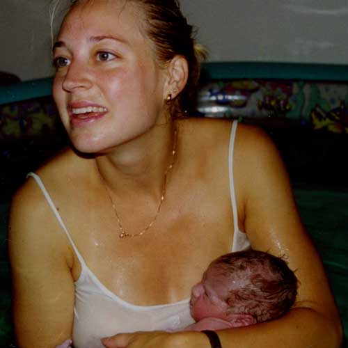 Holding baby immediately after birth